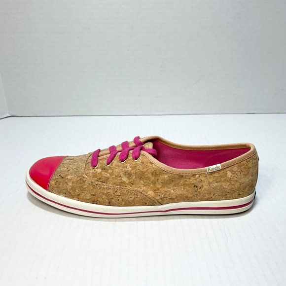 KEDS ♠️ Kate Spade Corkie Lipstick Pink Natural Cork Sneaker Size US 9.5 - Picture 1 of 12